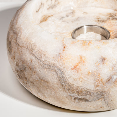 Solis Onyx Table Firepit | Hand-Carved Ethanol Fire Bowl by Wild Fig