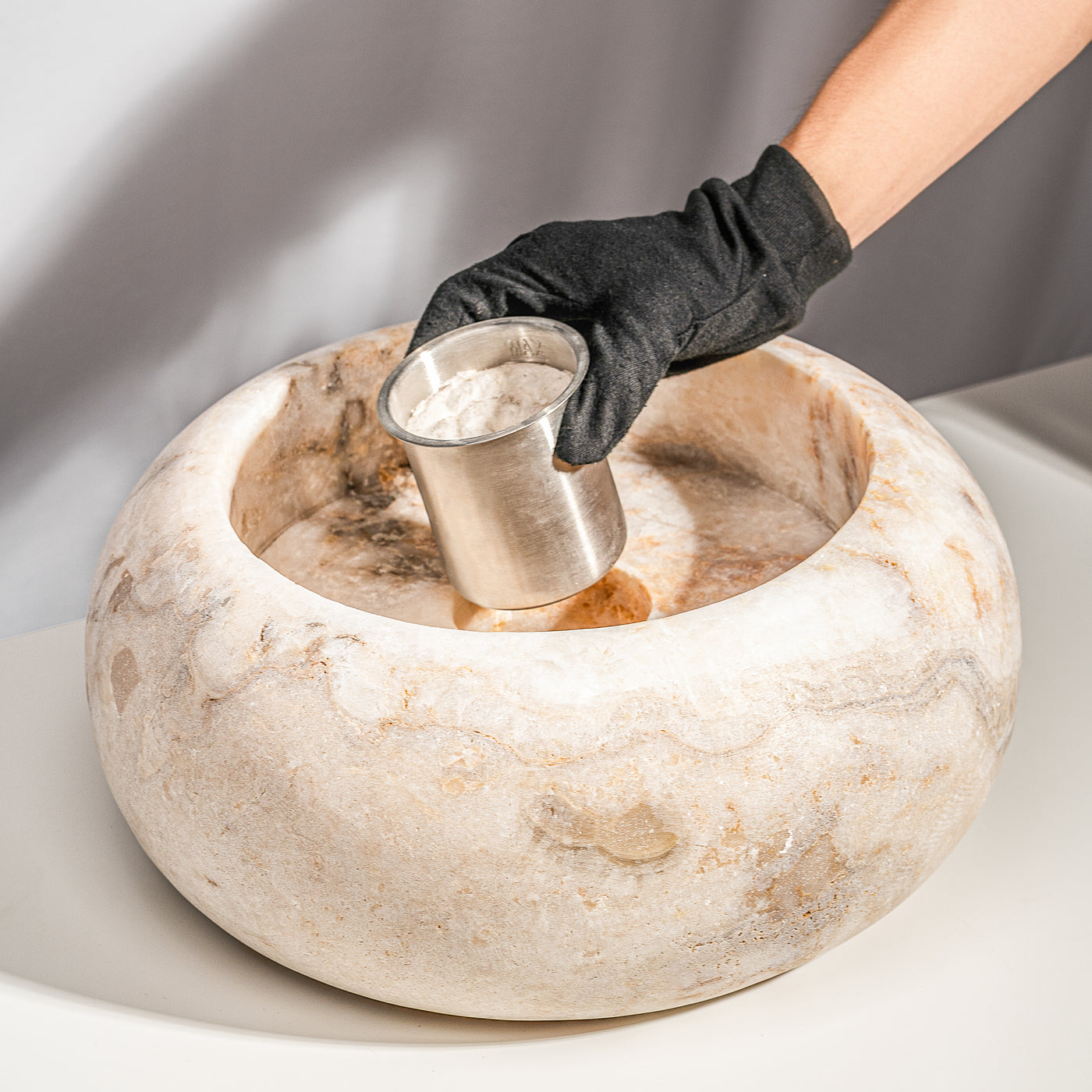 Solis Onyx Table Firepit | Hand-Carved Ethanol Fire Bowl by Wild Fig