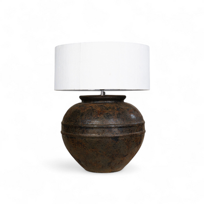 Bolla Handmade Terracotta Lamp with handspun Cotton Shade | Wild Fig Home